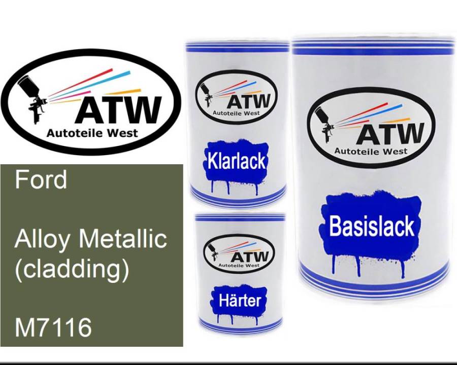 Ford, Alloy Metallic (cladding), M7116: 500ml Lackdose + 500ml Klarlack + 250ml Härter - Set, von ATW Autoteile West.